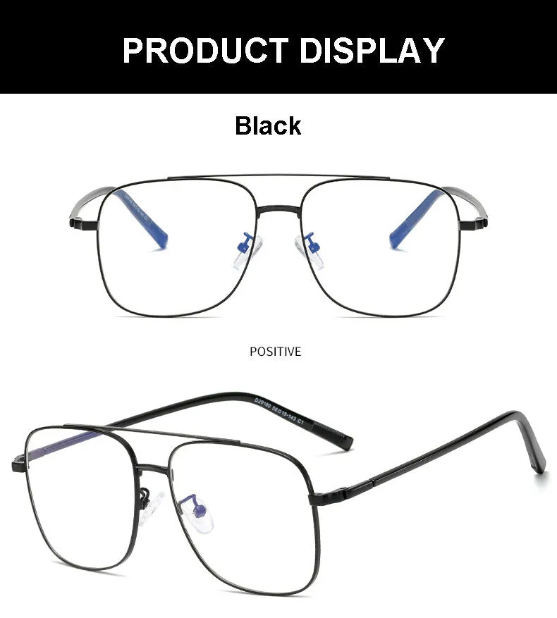 Hotony Unisex Full Rim Alloy Square Double Bridge Frame Eyeglasses 29180