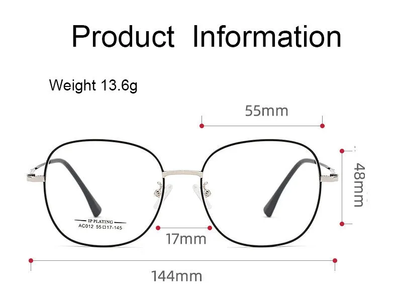 Hotony Unisex Full Rim Aluminum Magnesium Alloy Frame Eyeglasses AC012