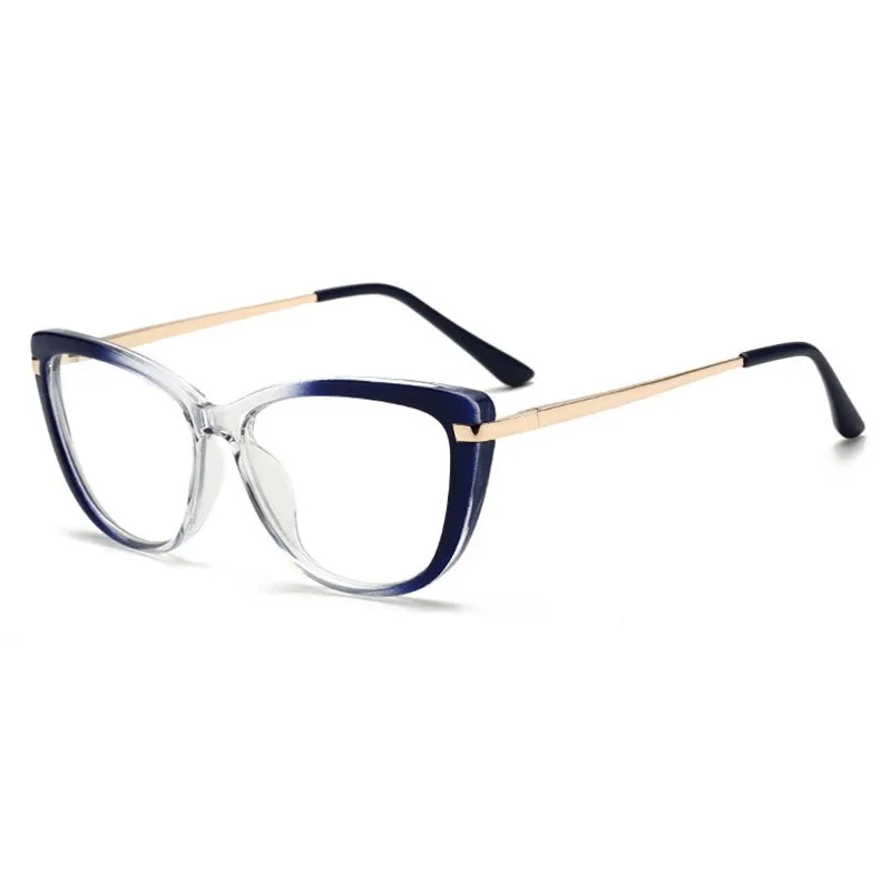 Hotony Unisex Full Rim Cat Eye Alloy Acetate Frame Spring Hinge Eyeglasses 32014