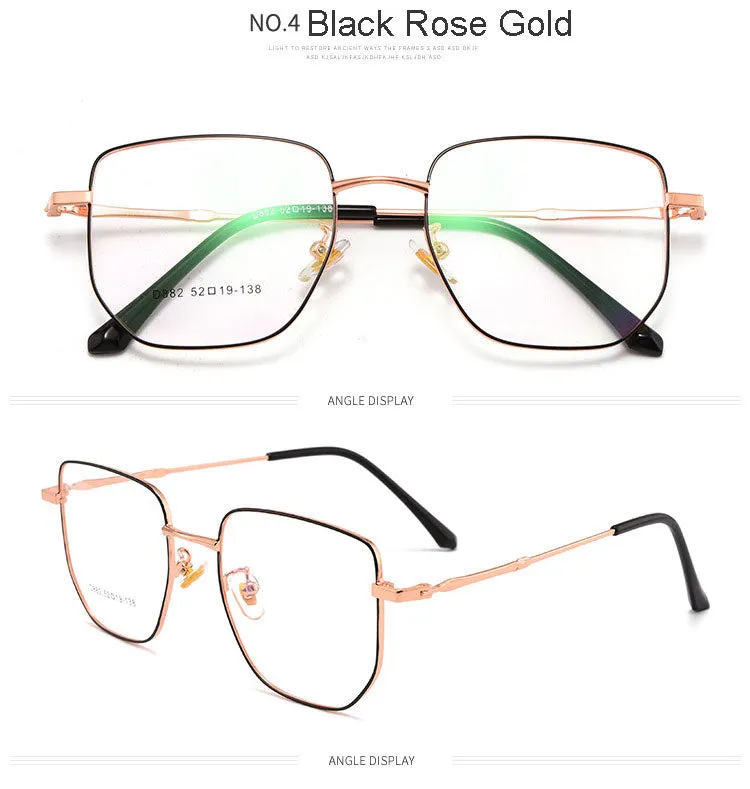 Hotony Unisex Full Rim Square Alloy Frame Spring Hinge Eyeglasses D882