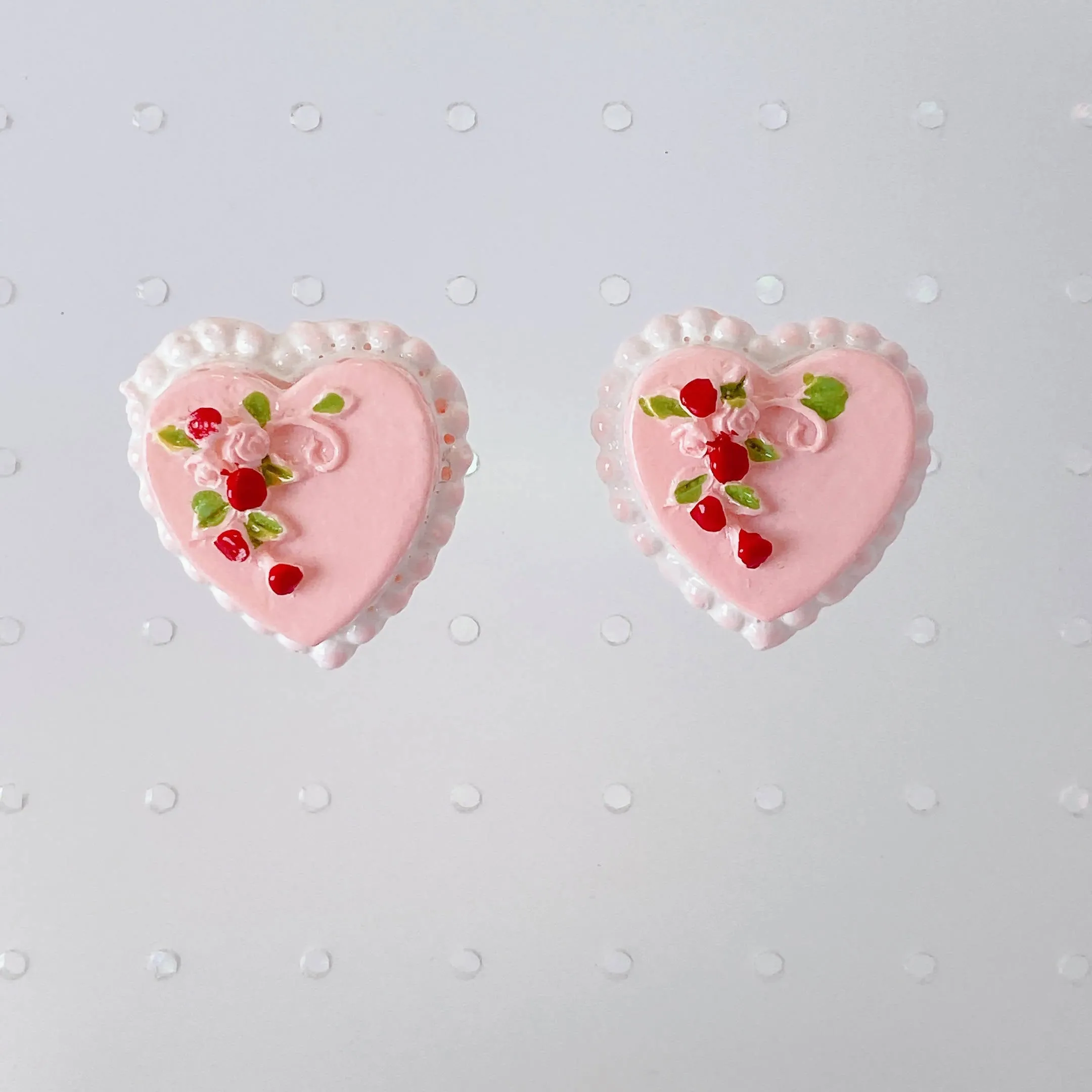 Instant Shipping! Heart Cake Earrings