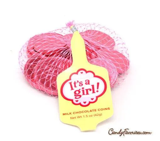 It's A Girl Chocolate Coins Mesh Bags