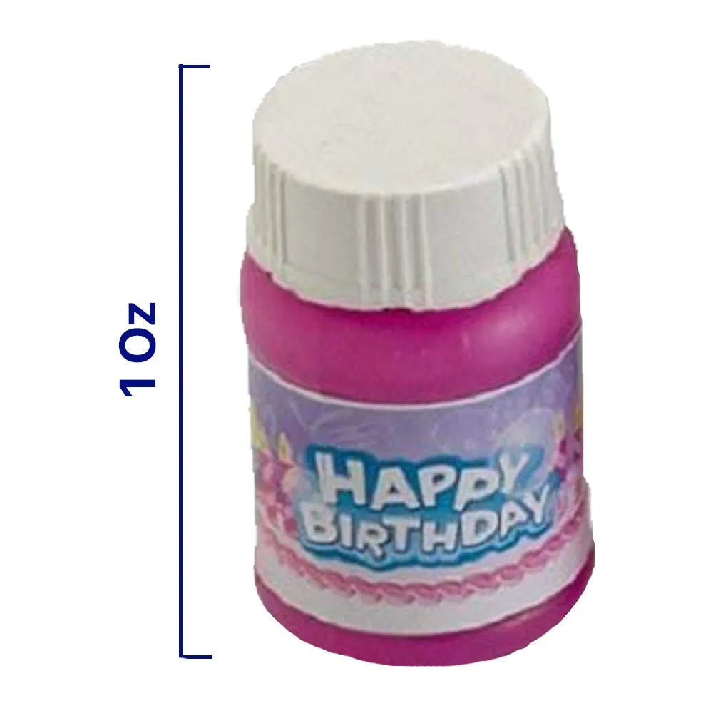 Kicko Happy Birthday Bubbles Assorted Color Mini 1 Oz Bubble Bottles 24 Pack -