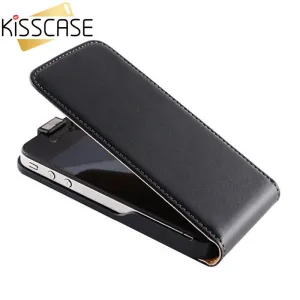 KISSCASE Retro Real Genuine Leather Case for iPhone 4 4S 4G 5 5s SE 5G 6 6s Plus Cases Luxury Flip Leather Phone Cover Coque