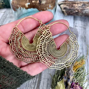 Large Brass Decorated Hoop Earrings