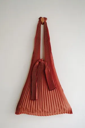 Large Pleated Tote Bag - Brick Red