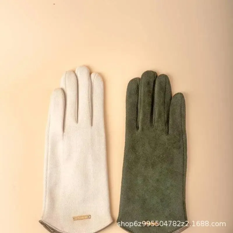 MAC058 Unisex Suede Touch Screen Gloves Faux Fur Lined Winter Warm