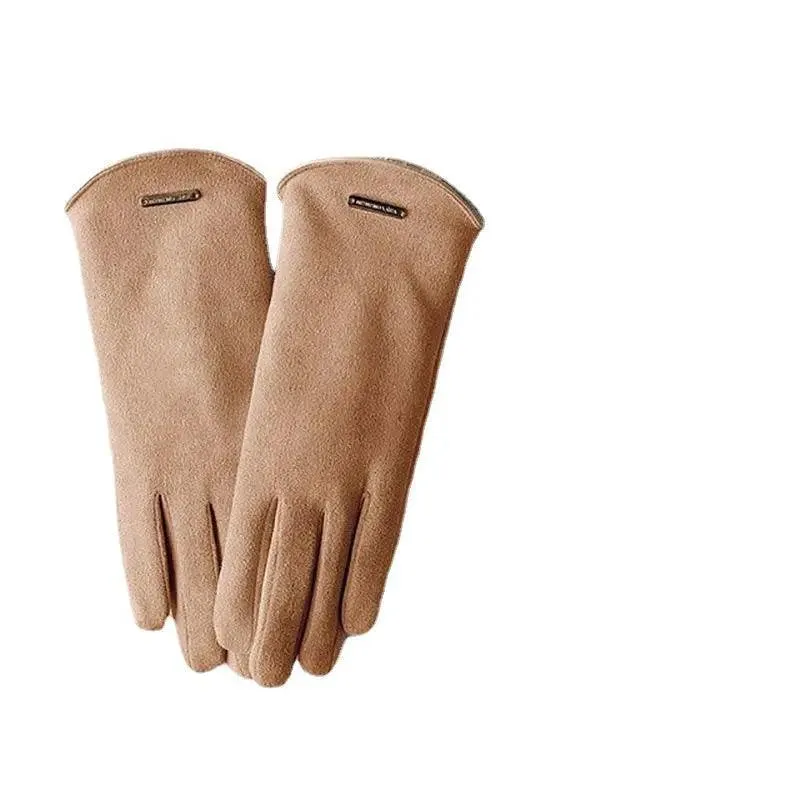 MAC058 Unisex Suede Touch Screen Gloves Faux Fur Lined Winter Warm