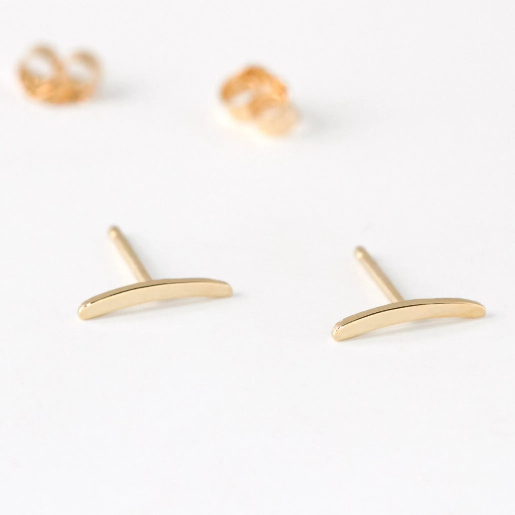 Mini Wave Stud Earrings – 14k Yellow Gold