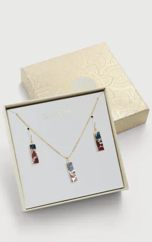 Mojave Rectangle Mini Earring And Necklace Set