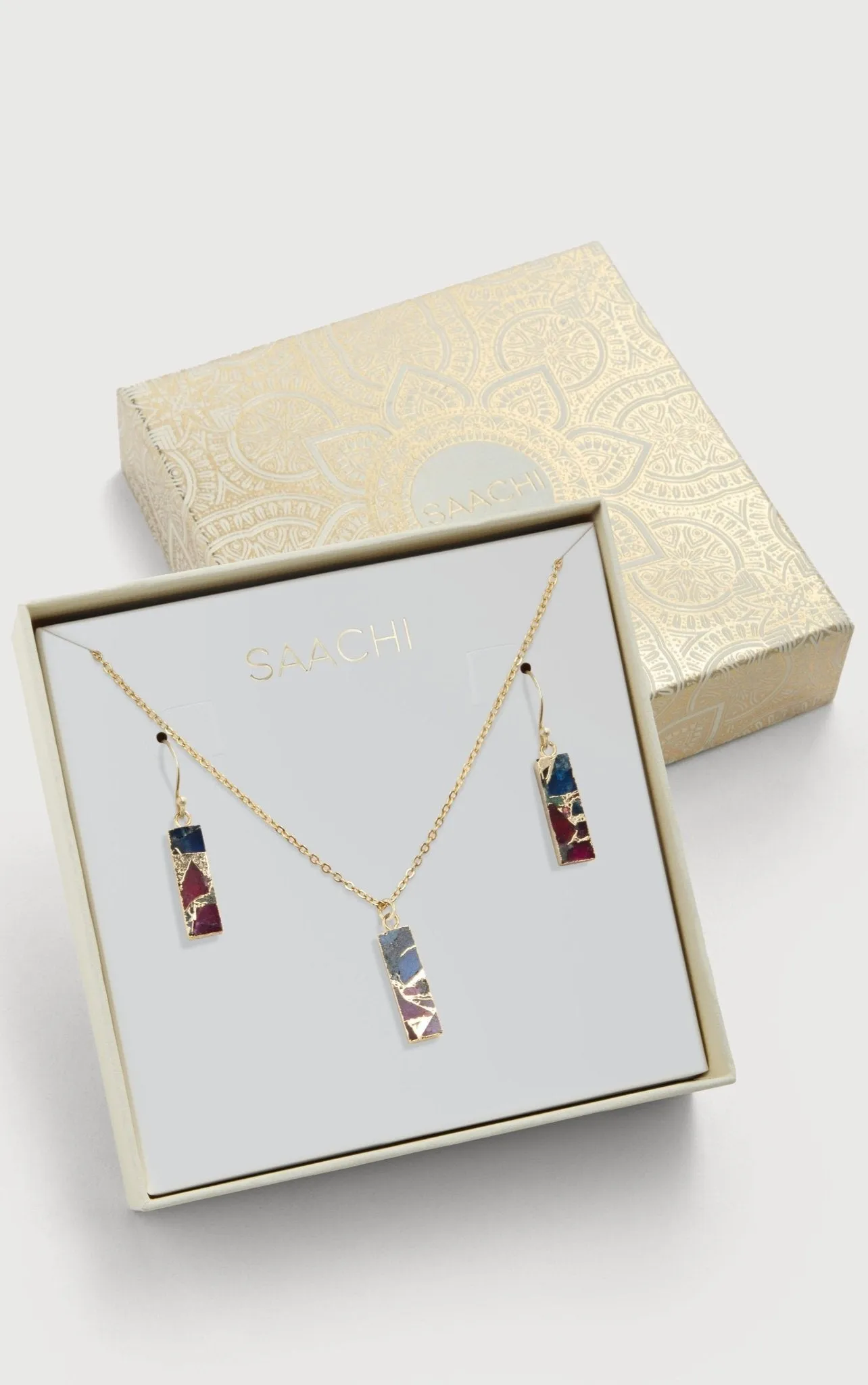 Mojave Rectangle Mini Earring And Necklace Set