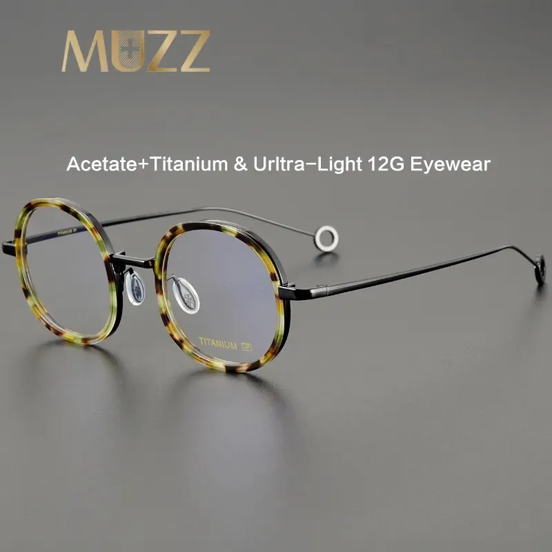 Muzz Unisex Full Rim Round Titanium Acetate Eyeglasses 08p