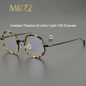 Muzz Unisex Full Rim Round Titanium Acetate Eyeglasses 08p