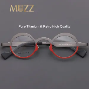 Stylish Unisex Round Titanium Frame Eyeglasses by Muzz - Model T7023