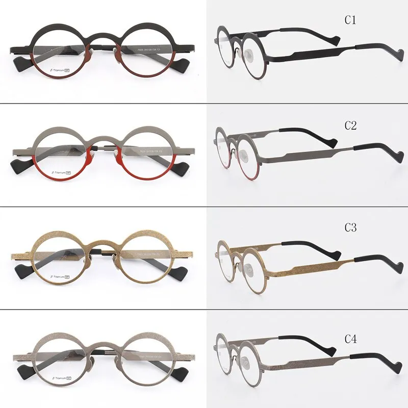 Stylish Unisex Round Titanium Frame Eyeglasses by Muzz - Model T7023