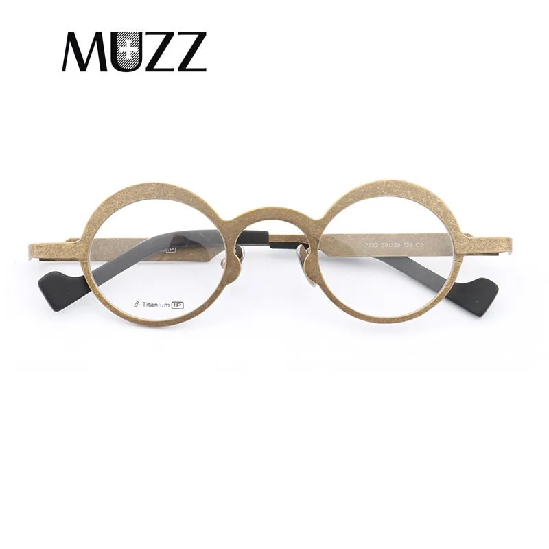 Stylish Unisex Round Titanium Frame Eyeglasses by Muzz - Model T7023