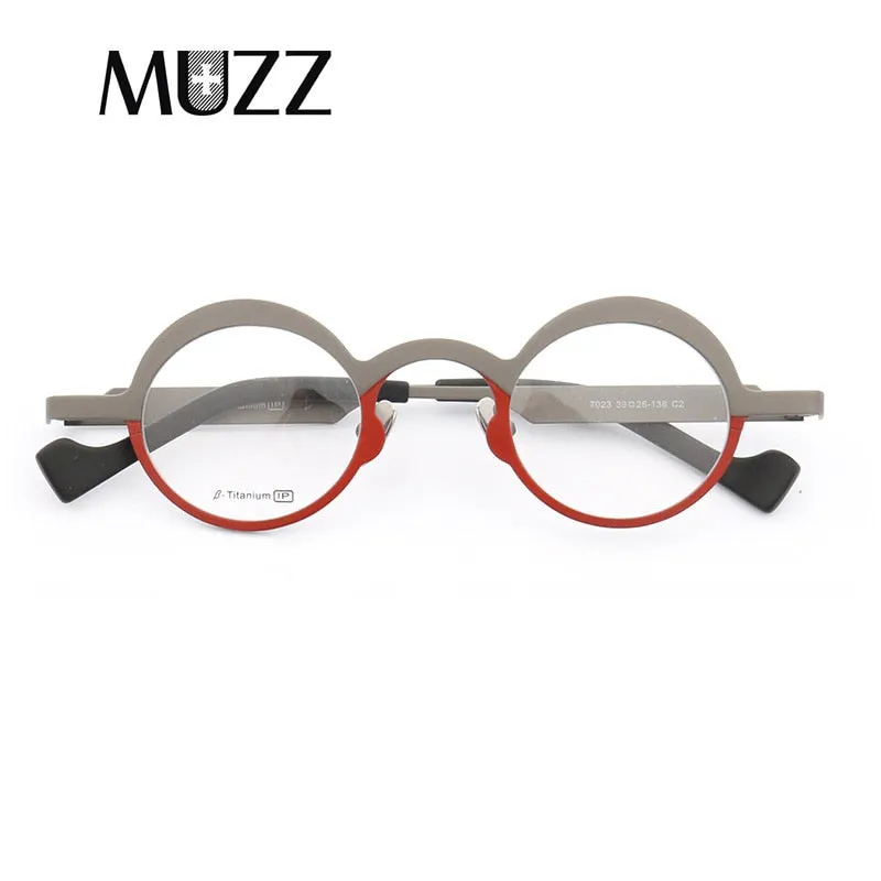 Stylish Unisex Round Titanium Frame Eyeglasses by Muzz - Model T7023