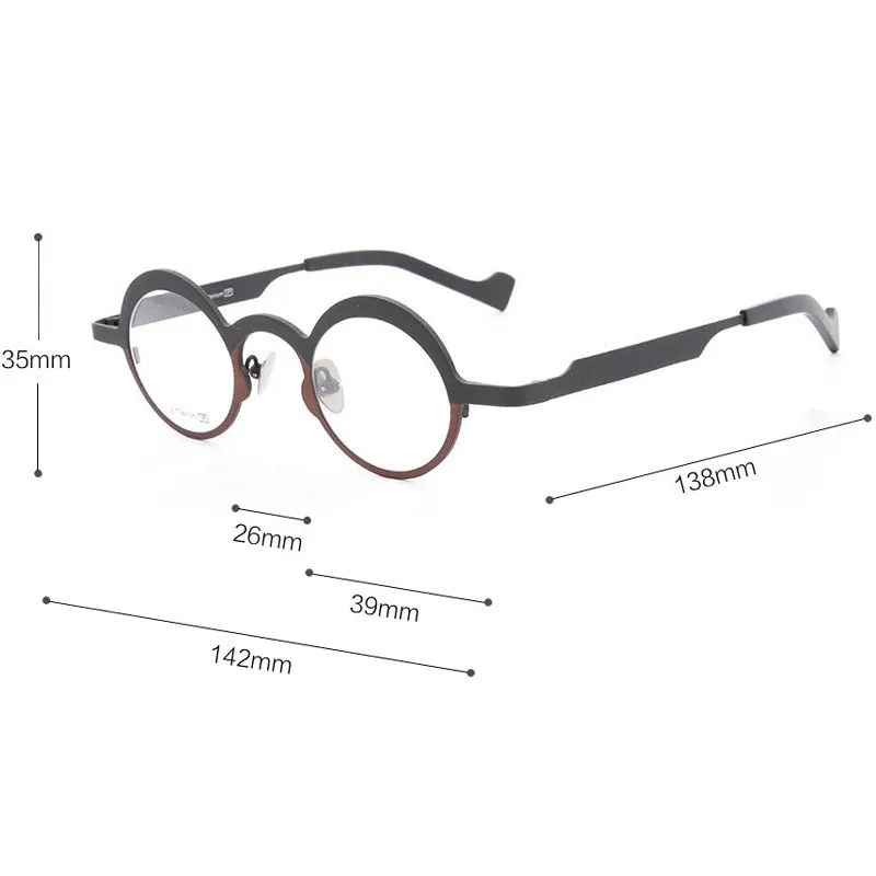 Stylish Unisex Round Titanium Frame Eyeglasses by Muzz - Model T7023