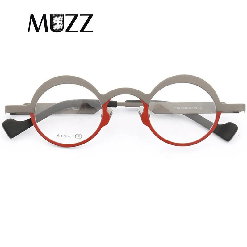 Stylish Unisex Round Titanium Frame Eyeglasses by Muzz - Model T7023