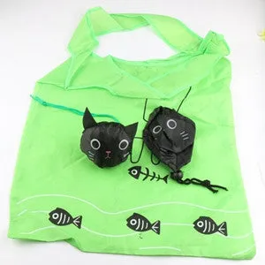 New 39.5X38CM 8Colors Cute Useful Animal Cat Fish Bone Nylon Foldable Eco Reusable Shopping Bags GB017