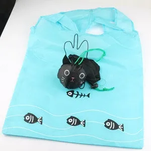 New 39.5X38CM 8Colors Cute Useful Animal Cat Fish Bone Nylon Foldable Eco Reusable Shopping Bags GB017