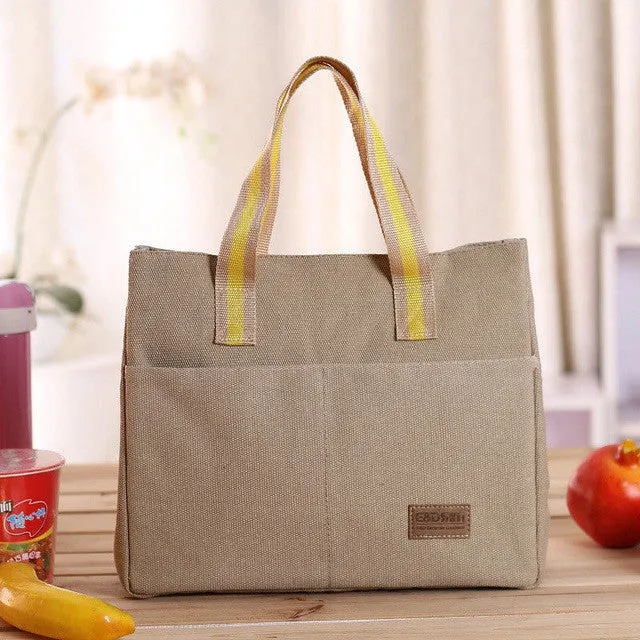 New Fashion Lancheira Lunch Box Cooler Insulated Lunch Bag For Women Thermal Canvas Bag Lunch Bolsa Termica