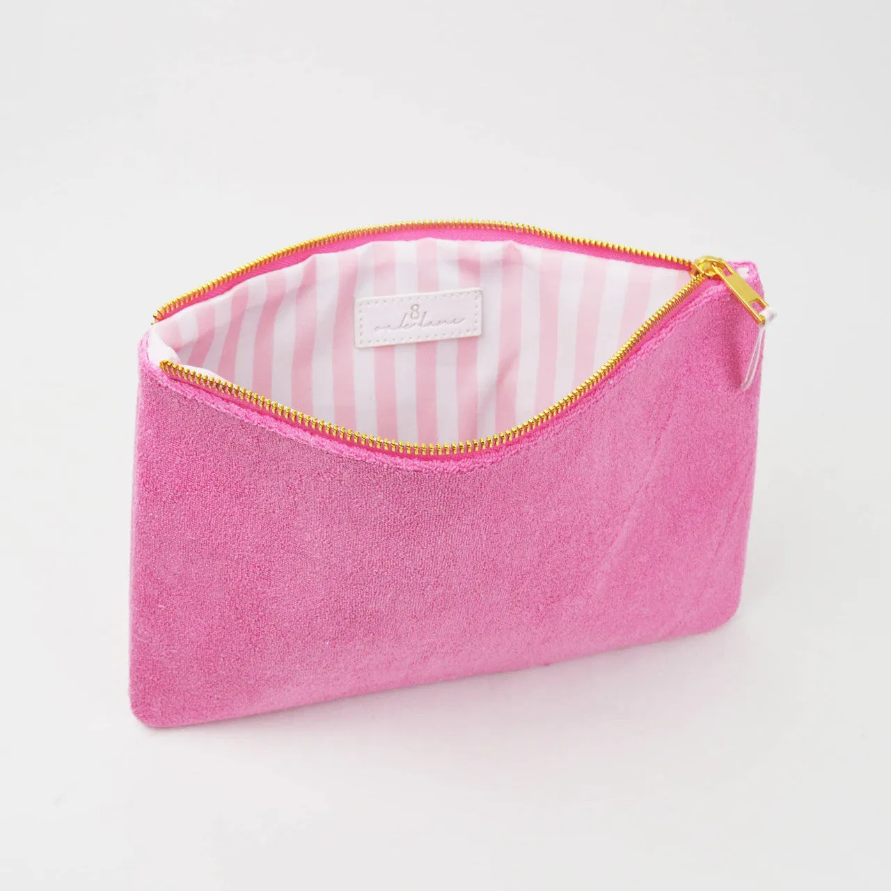 Pink Terry Flat Pouch - Large