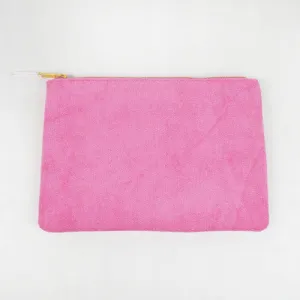 Pink Terry Flat Pouch - Large