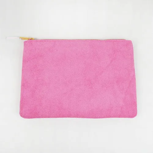 Pink Terry Flat Pouch - Large