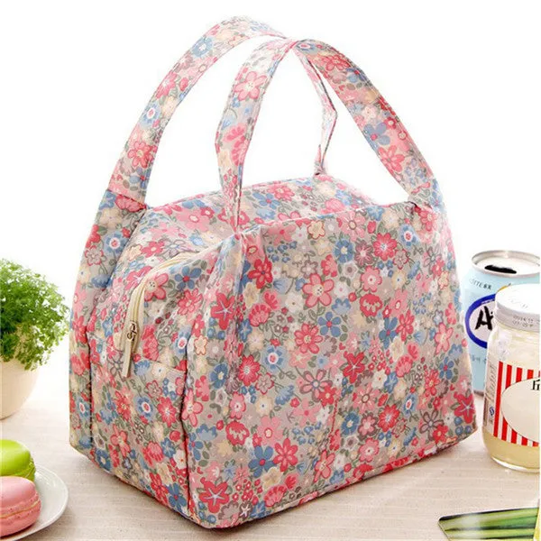 QICAI.YANZI 2017 New Lunch Bags Pouch Storage Box Flowers Insulated Thermal Cooler Bag Picnic Tote Bolsa Termica Lancheira N563