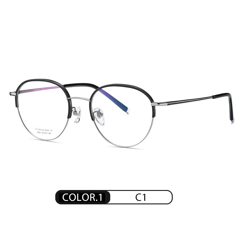 Reven Jate Unisex Full Rim Round Acetate Titanium Frame Eyeglasses YJ2039