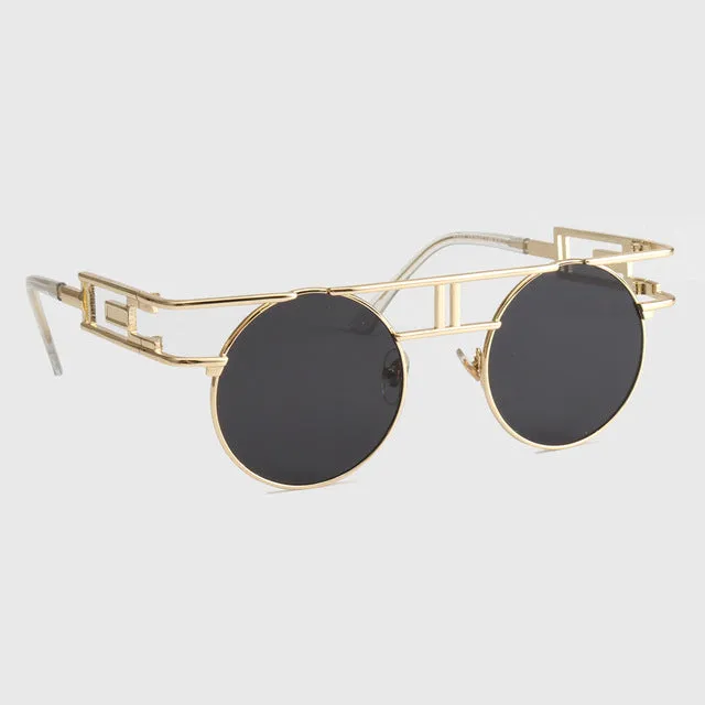 ROYAL GIRL Quality Metal Frame Steampunk Sunglasses Women Brand Designer Round Men Gothic Sun glasses Vintage Eyeglasses ss211