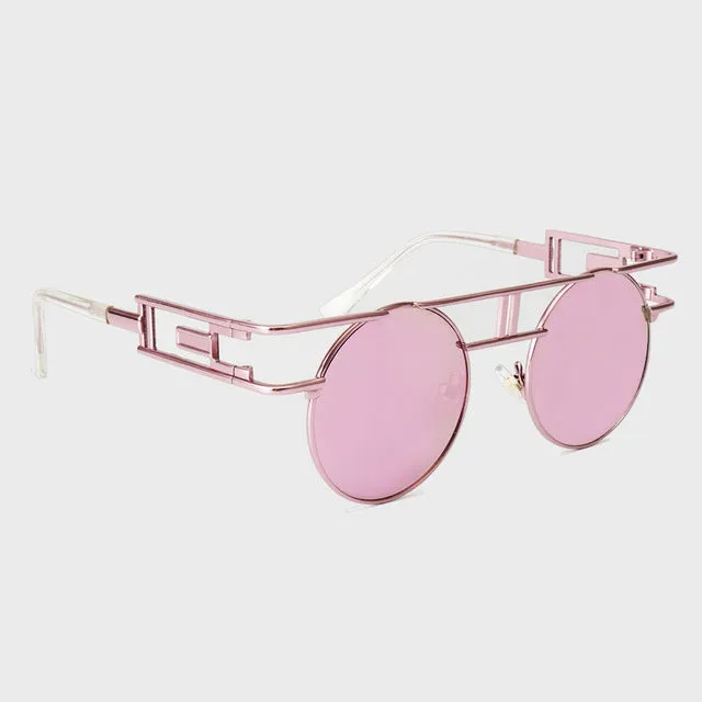 ROYAL GIRL Quality Metal Frame Steampunk Sunglasses Women Brand Designer Round Men Gothic Sun glasses Vintage Eyeglasses ss211