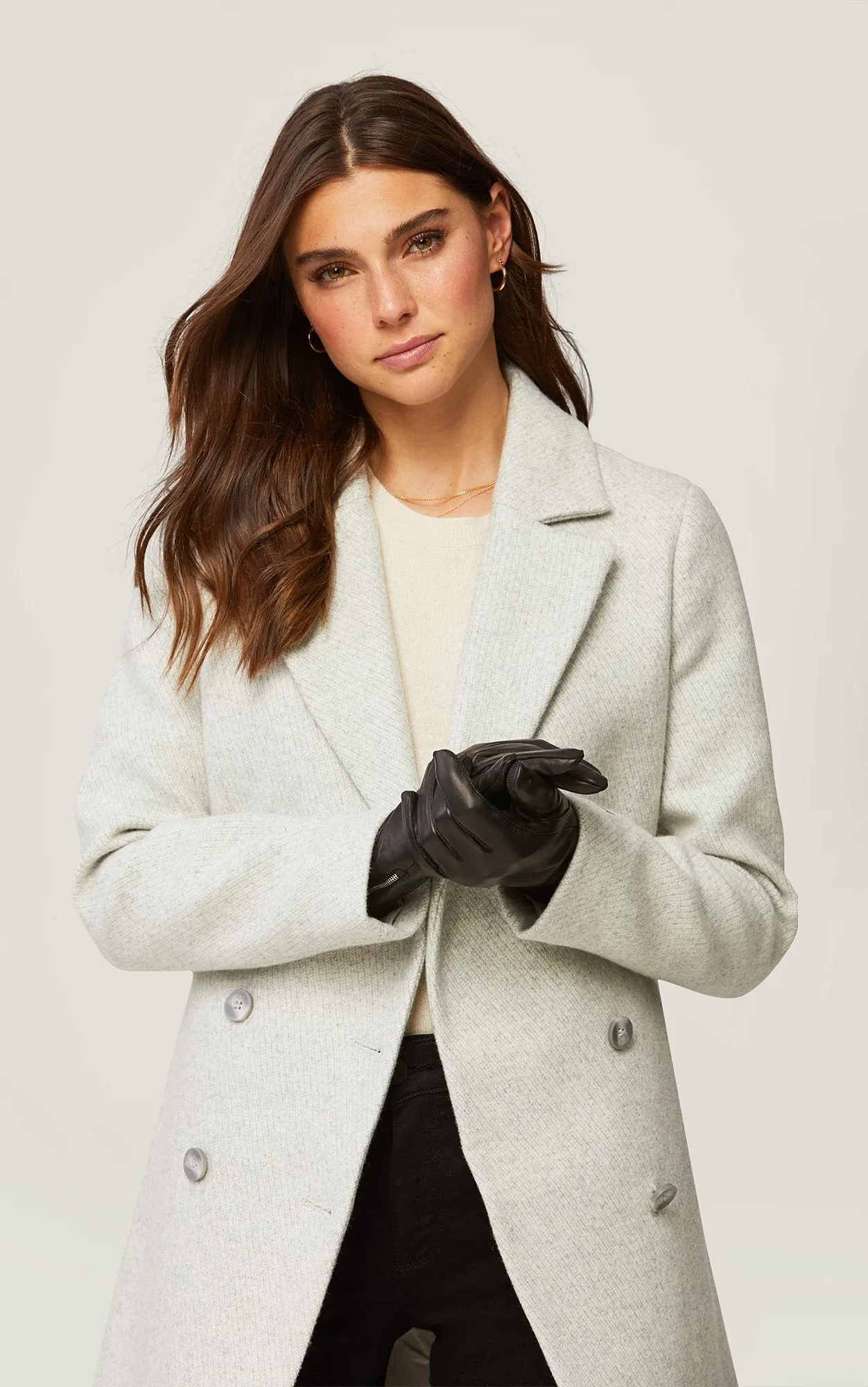 SOIA&KYO MEENA-N - Cuffed Leather Gloves With Tech-Friendly Tips