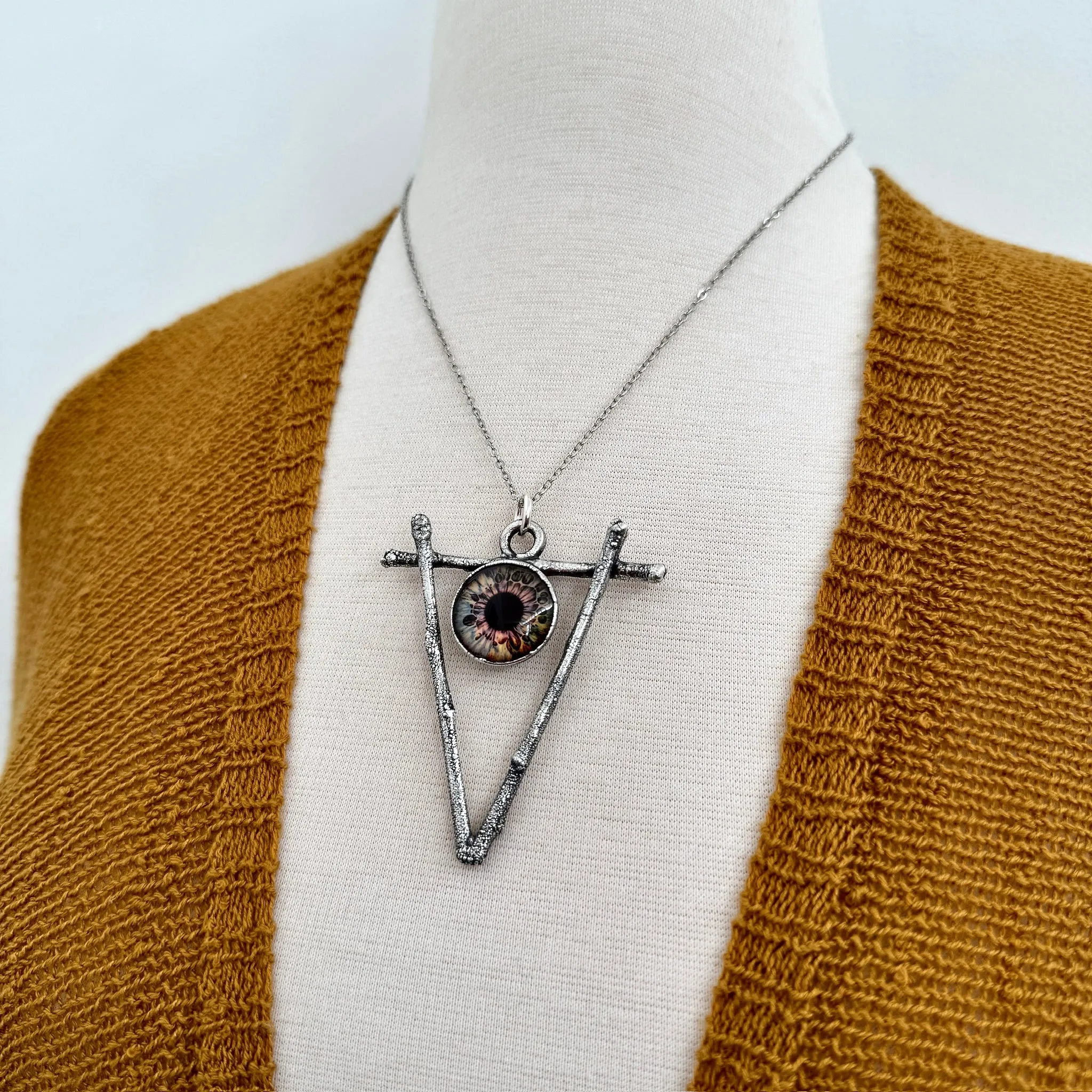 Sticks & Stones Collection - Eye Necklace Fine Silver