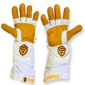 Sting Stopper Heavy Duty Goat Skin Beekeeping Gloves - Beekeeper White