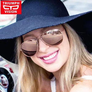 TRIUMPH VISION HD Polarized Aviator Sunglasses Women Pink Mirror Pilot Polaroid Sun Glasses For Women Brand Shades Oculos Female