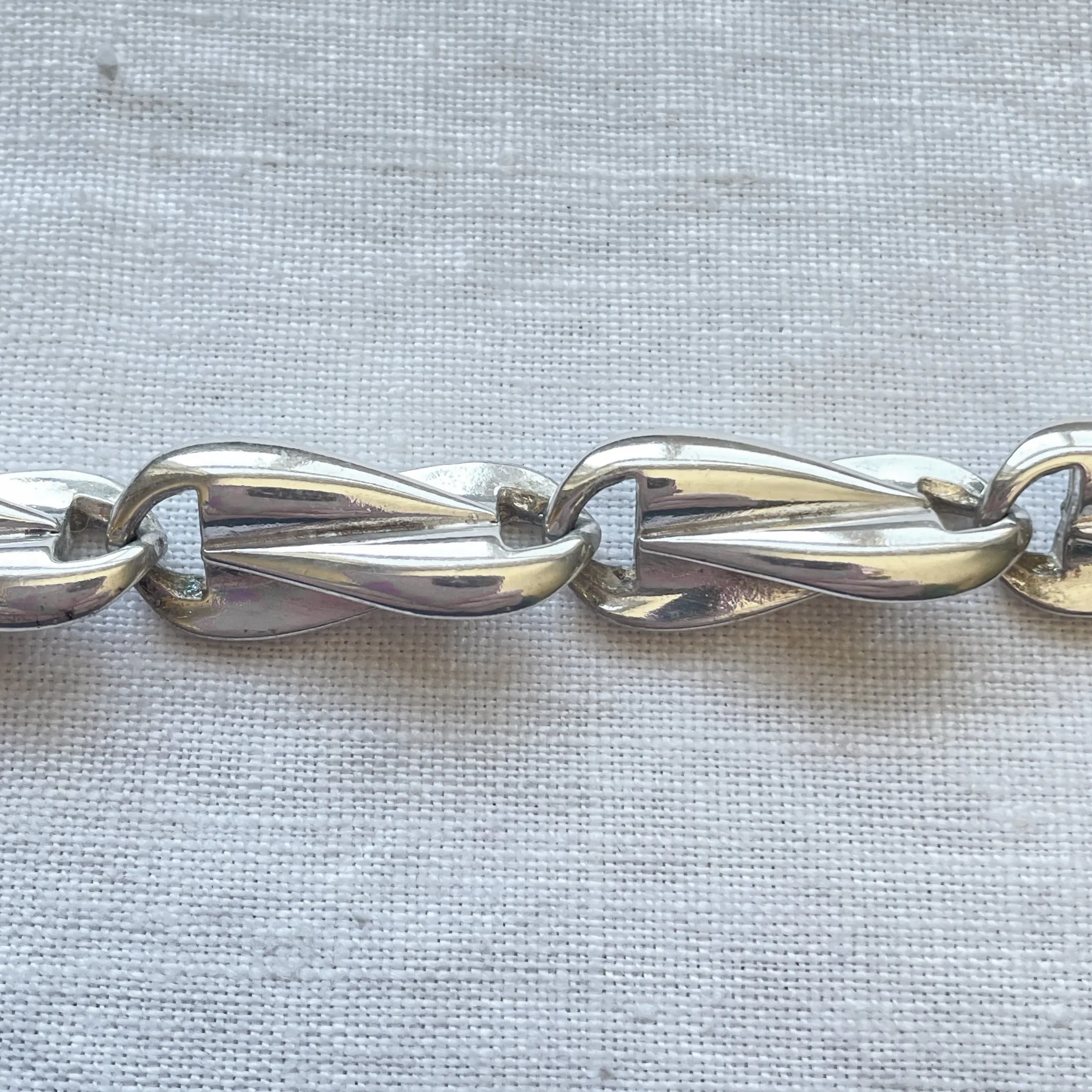 Vintage 50s/60s Silver Link Modernist Choker Necklace, Silver Tone Costume Jewelry