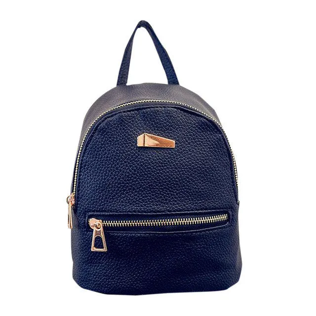 Women leather backpack Hit color feminine school bags for teenagers rucksack Leisure knapsack backpacks travel 19cm*17cm*12cm