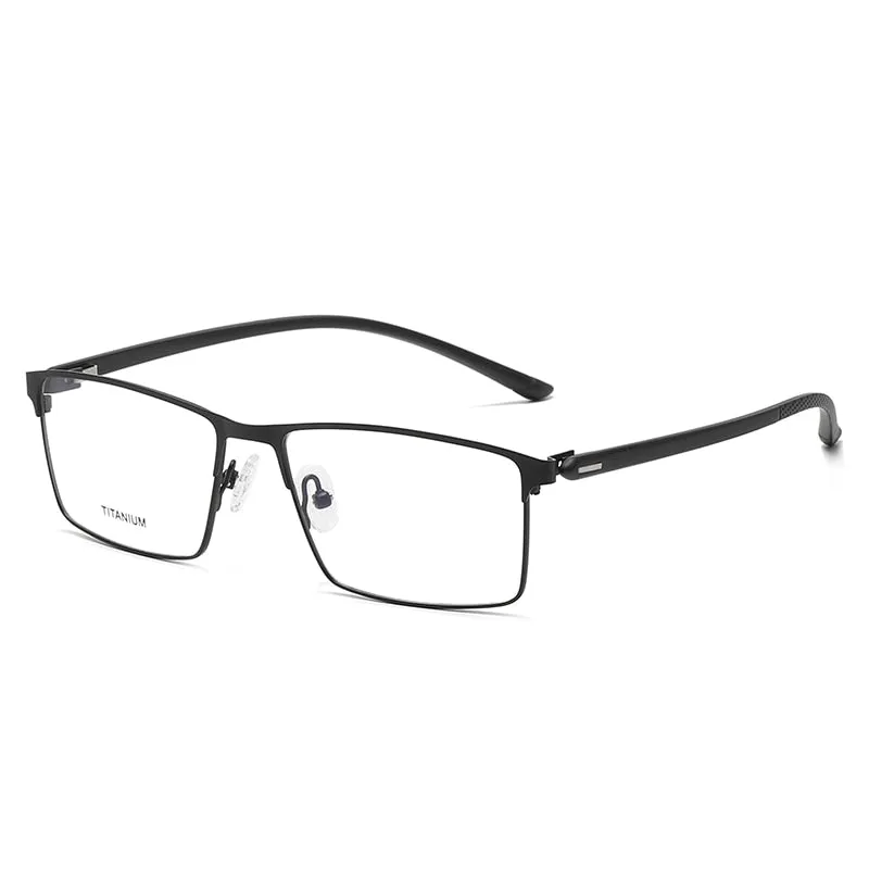 Zirosat Men's Full Rim Square Titanium Eyeglasses P8837