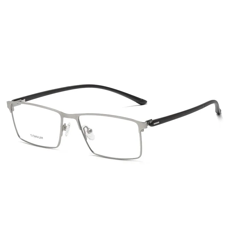 Zirosat Men's Full Rim Square Titanium Eyeglasses P8837