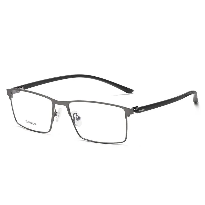 Zirosat Men's Full Rim Square Titanium Eyeglasses P8837